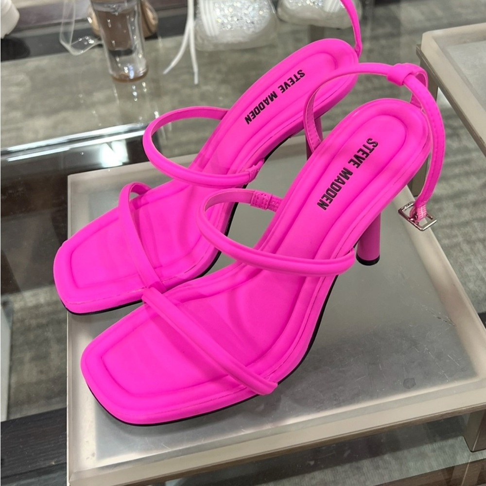 Steve Madden Neon Pink Strappy Heeled Sandals